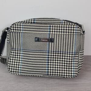 Lauren Ralph Lauren Shoulder Bag Black White Houndstooth Blue Stripe